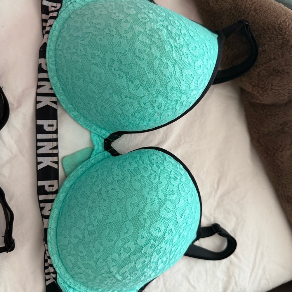 PINK Victoria's Secret Green Lace Bra Intimates